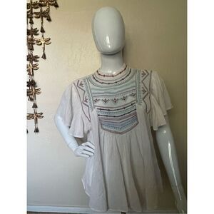Boho Embroidered Fluttery Top
